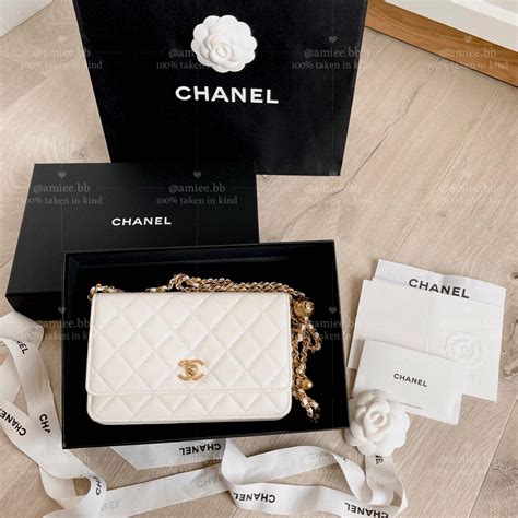 chanel wallet with pearl chain